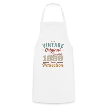 August 1998 Vintage Vintage Birthday Retro - Cooking Apron - white - Front - AI Model Male 185 dark (185cm)