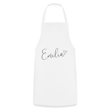 Emilia Name First Name Girl - Cooking Apron - white - Front - AI Model Male 185 dark (185cm)