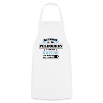 Gebt mir Kaffee ich bin Pflegerin - Kochschürze - Weiß - Vorne - AI Model Male 185 dark (185cm)