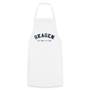 Skagen Denmark Coordinates GPS Port Captain - Cooking Apron - white - Front - AI Model Male 185 dark (185cm)