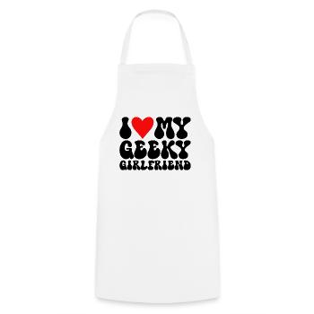 J'aime Ma Petite Amie Geek J'Adore Ma Copine Geek - Tablier de cuisine - blanc - Devant - AI Model Male 185 dark (185cm)