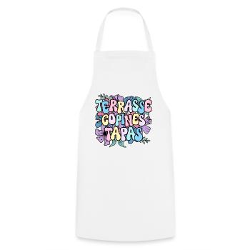 Soirée Femme Terrasse Copines Tapas - Tablier de cuisine - blanc - Devant - AI Model Male 185 dark (185cm)
