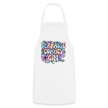 Soirée Amie Femme Terrasse Copines Gin - Tablier de cuisine - blanc - Devant - AI Model Male 185 dark (185cm)