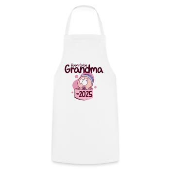 Promoted to Grandma 2025 Soon to be Granny - Cooking Apron - white - Front - AI Model Male 185 dark (185cm)
