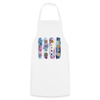 Méditation Aquarelle Mandala Yoga - Tablier de cuisine - blanc - Devant - AI Model Male 185 dark (185cm)