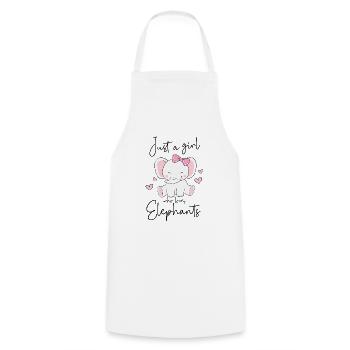 Juste une fille qui aime les éléphants - Tablier de cuisine - blanc - Devant - AI Model Male 185 dark (185cm)