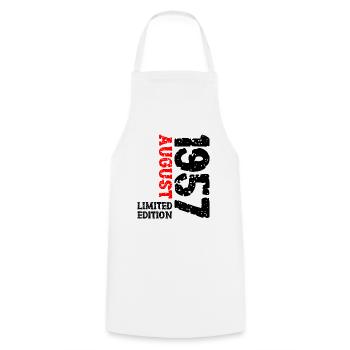 1957 August Limited Edition 66th Birthday Outfit - Cooking Apron - white - Front - AI Model Male 185 dark (185cm)