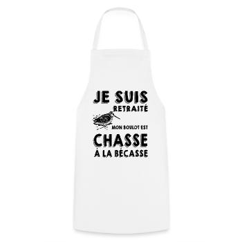 Retraité Bécasse Et Chasseur - Tablier de cuisine - blanc - Devant - AI Model Male 185 dark (185cm)