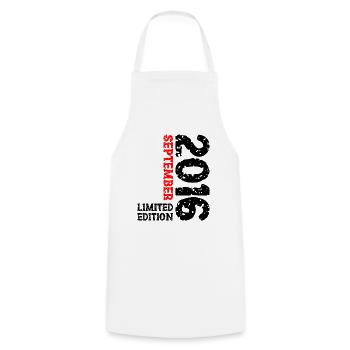 2016 September Limited Edition 7th Birthday Decoration - Cooking Apron - white - Front - AI Model Male 185 dark (185cm)