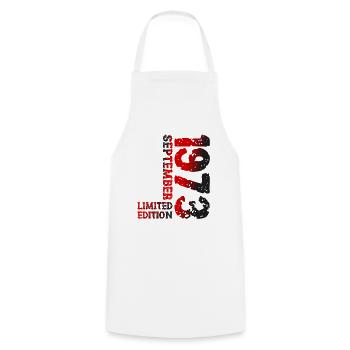 1973 Septembre Édition Limitée 50th Birthday Deco - Tablier de cuisine - blanc - Devant - AI Model Male 185 dark (185cm)