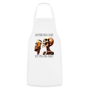 Birthday Beer Drinking Skeleton - Cooking Apron - white - Front - AI Model Male 185 dark (185cm)