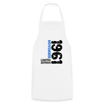 1961 November Limited Edition 62nd Birthday Decoration - Cooking Apron - white - Front - AI Model Male 185 dark (185cm)