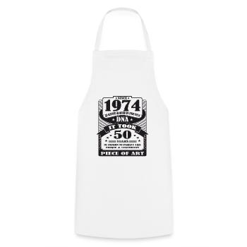 50 ans, 50e anniversaire, 1974, il a fallu 50 ans - Tablier de cuisine - blanc - Devant - AI Model Male 185 dark (185cm)