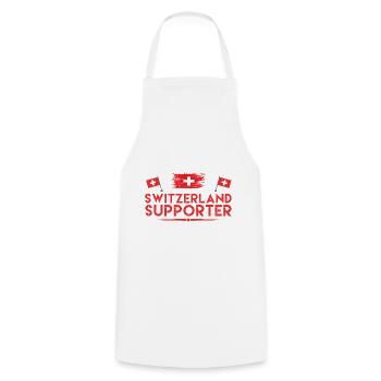 switzerland supporter. fan de suisse. - Tablier de cuisine - blanc - Devant - AI Model Male 185 dark (185cm)