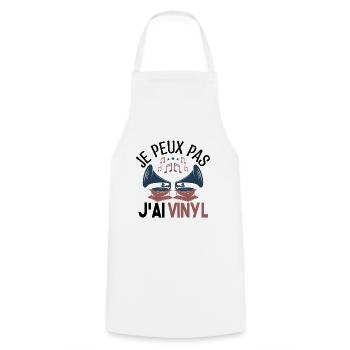 Je peux pas j'ai vinyle Cadeau amoureux de musique - Tablier de cuisine - blanc - Devant - AI Model Male 185 dark (185cm)