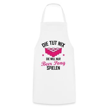 Beer Pong Bier Pong Lustiger Spruch Geschenk - Kochschürze - Weiß - Vorne - AI Model Male 185 dark (185cm)