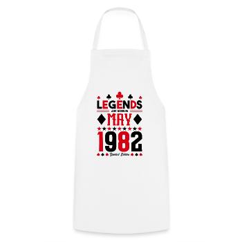 birthday gift May 1982. card games . May - Cooking Apron - white - Front - AI Model Male 185 dark (185cm)