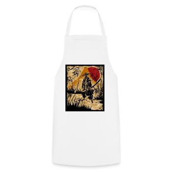 Samouraï Art Japonais Vintage Fighter Rétro - Tablier de cuisine - blanc - Devant - AI Model Male 185 dark (185cm)