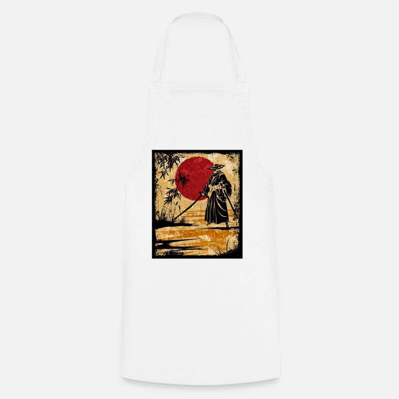 Samurai Japanese Art Vintage Fighter Retro - Cooking Apron - white