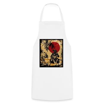 Samouraï Art Japonais Vintage Fighter Rétro - Tablier de cuisine - blanc - Devant - AI Model Male 185 dark (185cm)