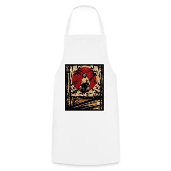 Oni Japanese Art Vintage Fighter Retro - Cooking Apron - white - Front - AI Model Male 185 dark (185cm)