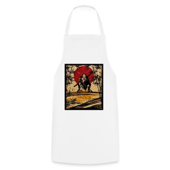Oni Japanese Art Vintage Fighter Retro - Cooking Apron - white - Front - AI Model Male 185 dark (185cm)