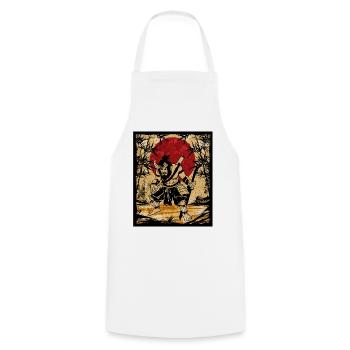 Oni Japanese Art Vintage Fighter Retro - Cooking Apron - white - Front - AI Model Male 185 dark (185cm)
