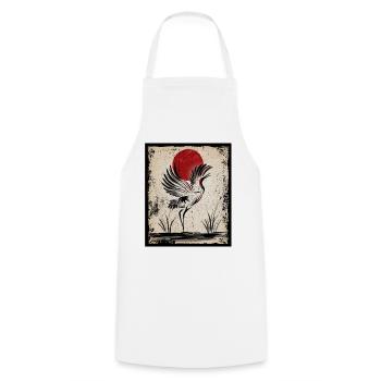 Grue Art Art Japonais Vintage Rétro - Tablier de cuisine - blanc - Devant - AI Model Male 185 dark (185cm)