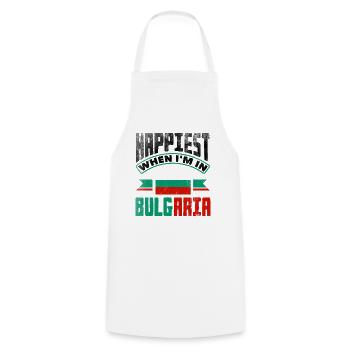 Le drapeau bulgare bulgare le plus heureux quand je suis en place - Tablier de cuisine - blanc - Devant - AI Model Male 185 dark (185cm)