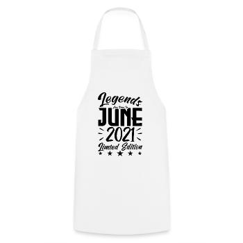 Born June 2021 Birthday gift 2021. - Cooking Apron - white - Front - AI Model Male 185 dark (185cm)