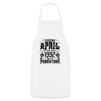 April 1992. Anniversary April 1992. Gift 1992. - Cooking Apron - white - Front - AI Model Male 185 dark (185cm)