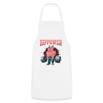 Fitnesstraining Pumpen Hippo Kreuzheben Fitness - Kochschürze - Weiß - Vorne - AI Model Male 185 dark (185cm)