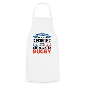 Rugbyman cadeau. Cadeau fan du rugby. joueur rugby - Tablier de cuisine - blanc - Devant - AI Model Male 185 dark (185cm)