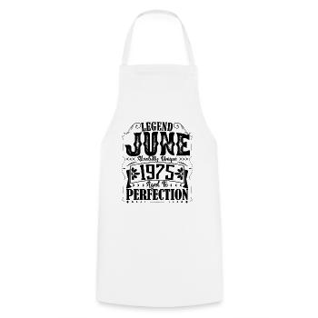juin 1975. Anniversaire juin 1975 Cadeau juin 1975 - Tablier de cuisine - blanc - Devant - AI Model Male 185 dark (185cm)