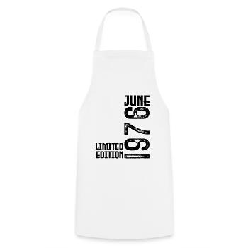 Cadeau juin 1976 anniversaire Juin 1976. juin 1976 - Tablier de cuisine - blanc - Devant - AI Model Male 185 dark (185cm)