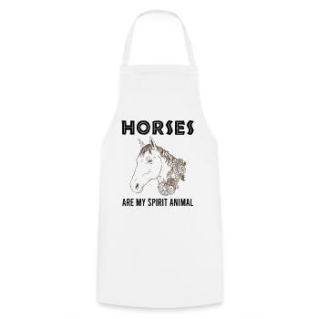 Horses - soulmates on four hooves - Cooking Apron - white - Front - AI Model Male 185 dark (185cm)