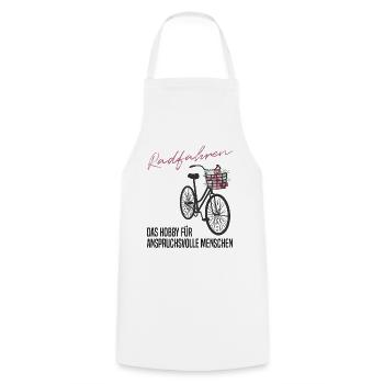Radfahren - Anspruchsvoll & Edel - Blumen Geschenk - Kochschürze - Weiß - Vorne - AI Model Male 185 dark (185cm)