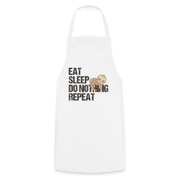Lazy Bear Daily Routine English Humor Gift - Cooking Apron - white - Front - AI Model Male 185 dark (185cm)