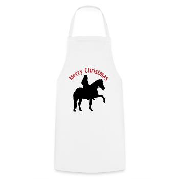 Joie de Noël fille et cheval - Tablier de cuisine - blanc - Devant - AI Model Male 185 dark (185cm)
