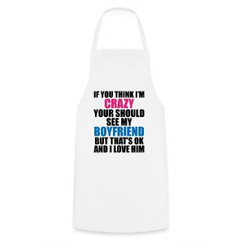Crazy Friend - Humorous Motif - Cooking Apron - white - Front - AI Model Male 185 dark (185cm)