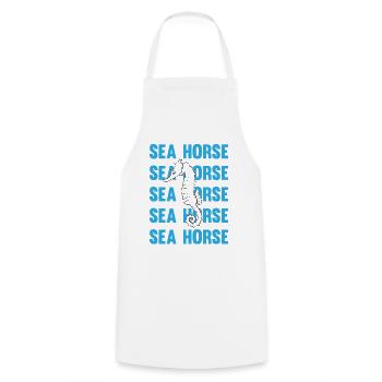 Sea Horse Writing Game Ocean Love - Cooking Apron - white - Front - AI Model Male 185 dark (185cm)