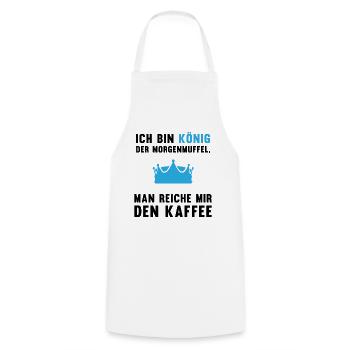 Morgenmuffel Kaffee-König Geschenkidee - Kochschürze - Weiß - Vorne - AI Model Male 185 dark (185cm)