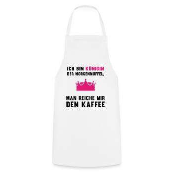 Kaffee-Königin Morgenmuffel Geschenk - Kochschürze - Weiß - Vorne - AI Model Male 185 dark (185cm)