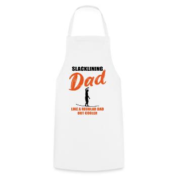 Slackline-Papa – Cooler gehts nicht - Kochschürze - Weiß - Vorne - AI Model Male 185 dark (185cm)