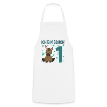 Cute donkey celebrates first birthday - Cooking Apron - white - Front - AI Model Male 185 dark (185cm)