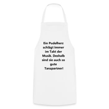 Cadeau caniche dansant - Tablier de cuisine - blanc - Devant - AI Model Male 185 dark (185cm)