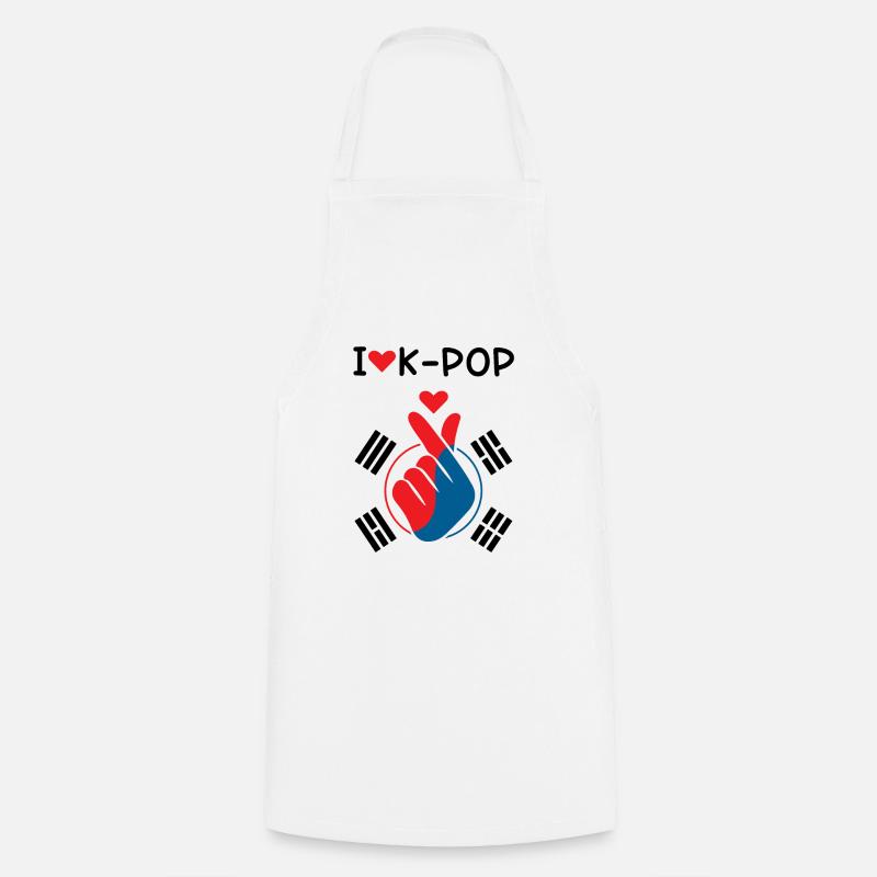 J’aime K-Pop doigt Drapeau - Tablier de cuisine - blanc