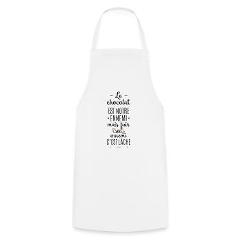 Le chocolat... - Tablier de cuisine - blanc - Devant - AI Model Male 185 dark (185cm)