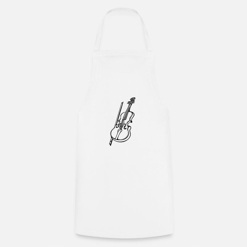 Violon antique avec archet de violon - Tablier de cuisine - blanc