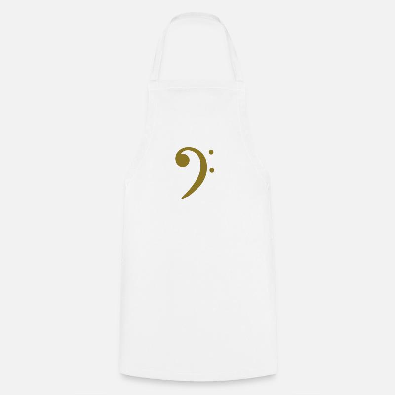 bass clef - Cooking Apron - white